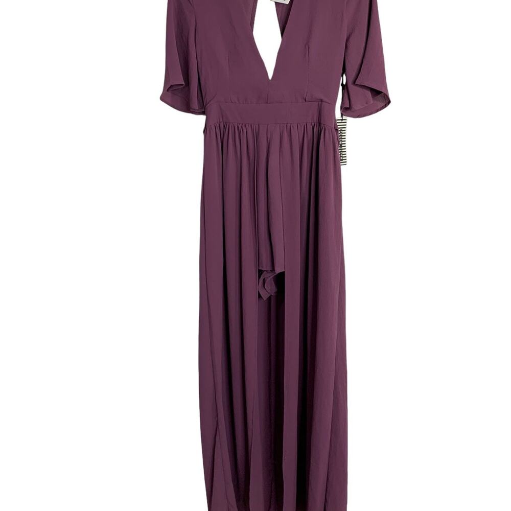Haute Monde Women's Small Maxi Romper Jumpsuit Split Plunging Neckline NEW